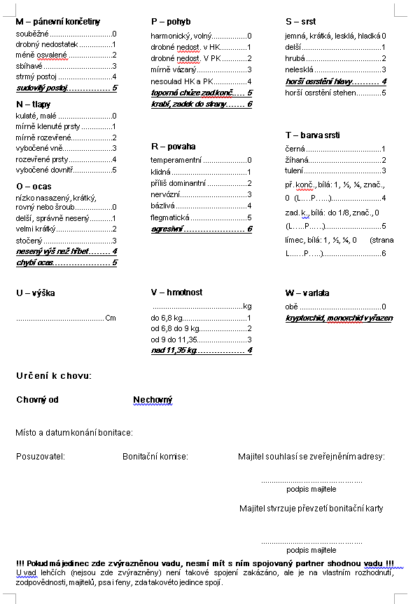 Bonitační karta Boston - strana 2